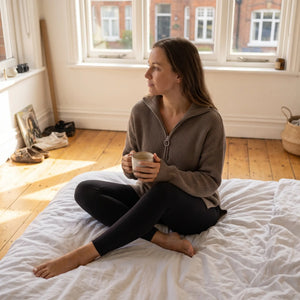 Funnel Neck Half Zip Knitted Jumper - bright bedroom