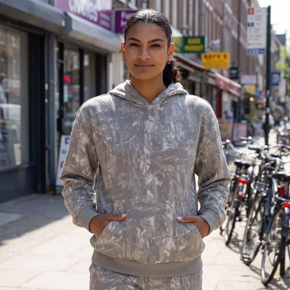 Hooded Sweatshirt with Pocket - sunlit city street