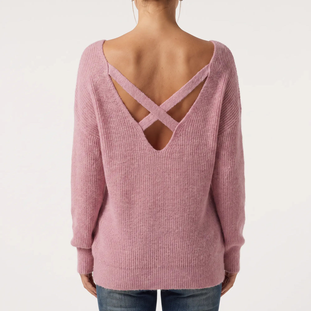 One Shoulder Crisscross Knit Jumper - gray studio hero