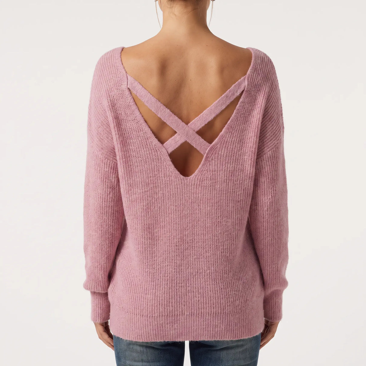 One Shoulder Crisscross Knit Jumper - gray studio hero