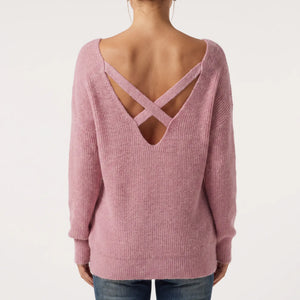One Shoulder Crisscross Knit Jumper - gray studio hero