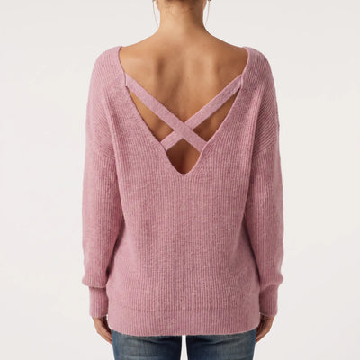 One Shoulder Crisscross Knit Jumper - gray studio hero