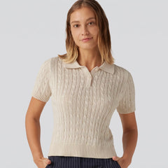 Polo Short Sleeve Cable Knit Jumper