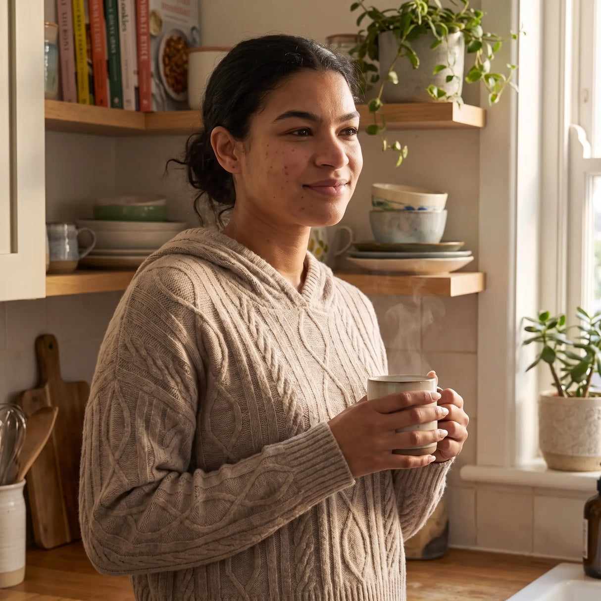 Cable Knit Hooded Lounge Jumper - morning kitchen