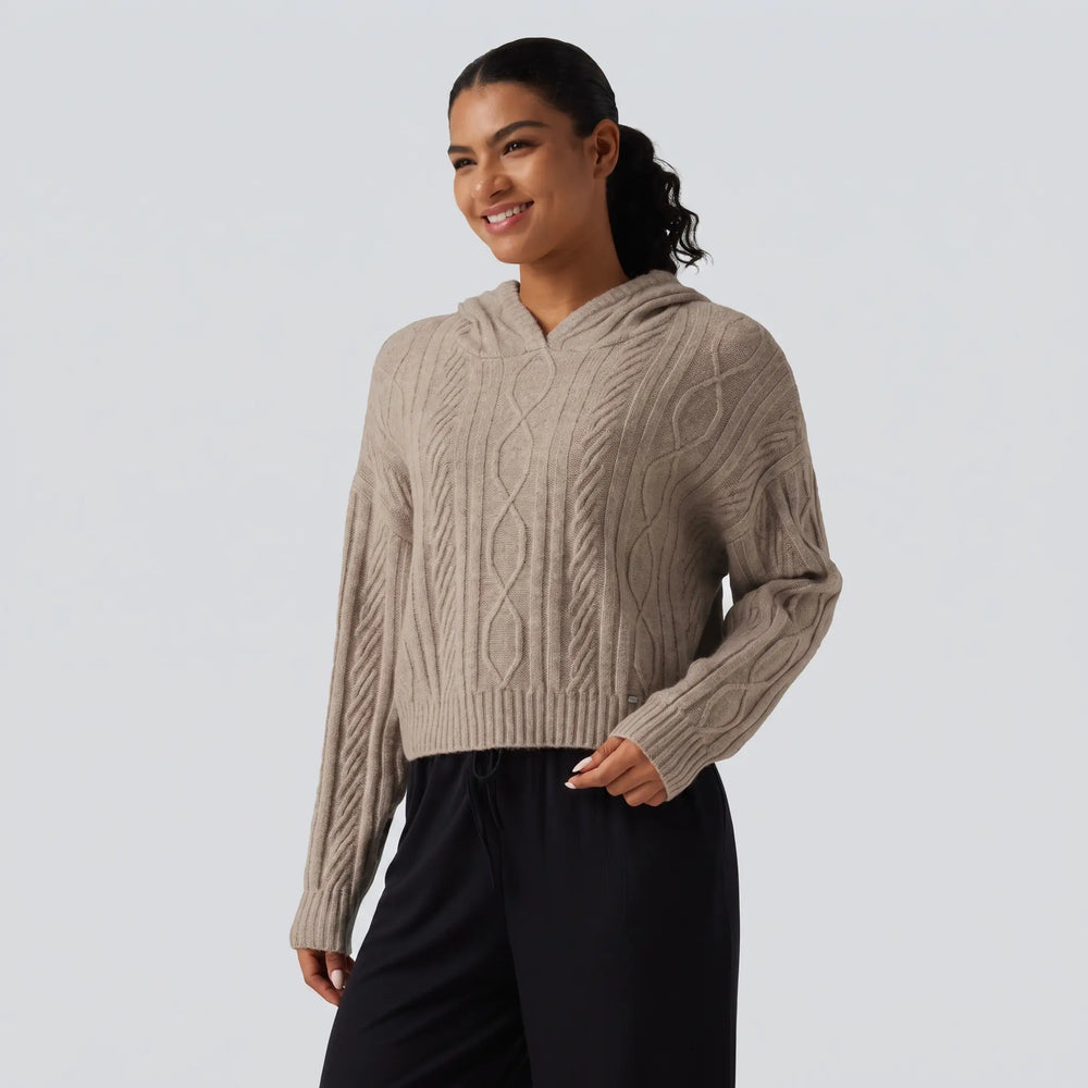 Cable Knit Hooded Lounge Jumper - gray studio hero