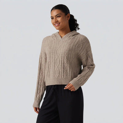 Cable Knit Hooded Lounge Jumper - gray studio hero
