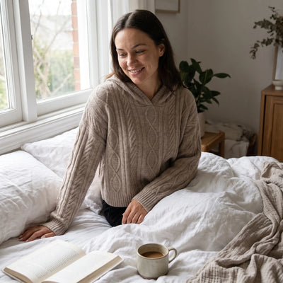 Cable Knit Hooded Lounge Jumper - bright bedroom