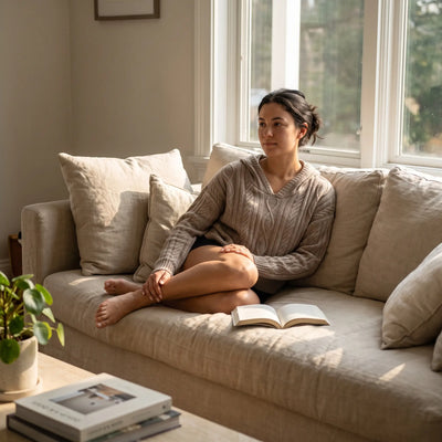 Cable Knit Hooded Lounge Jumper - sunlit living room