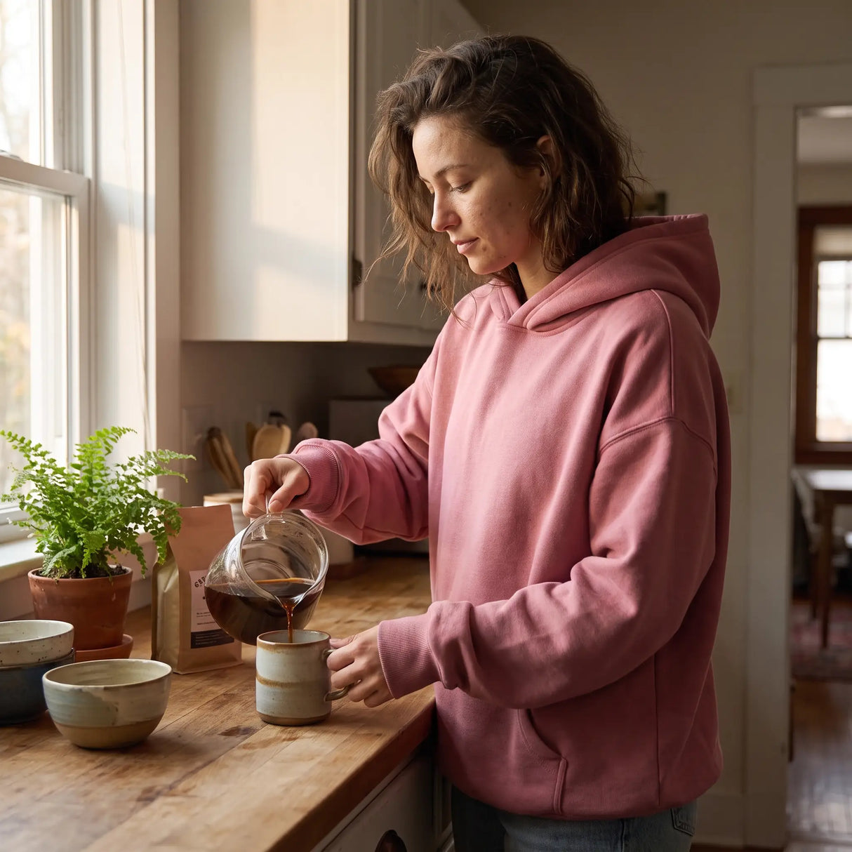 Hooded Fleece Sweatshirt - kitchen morning light