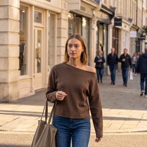 One Shoulder Asymmetric Sweatshirt - sunlit city street
