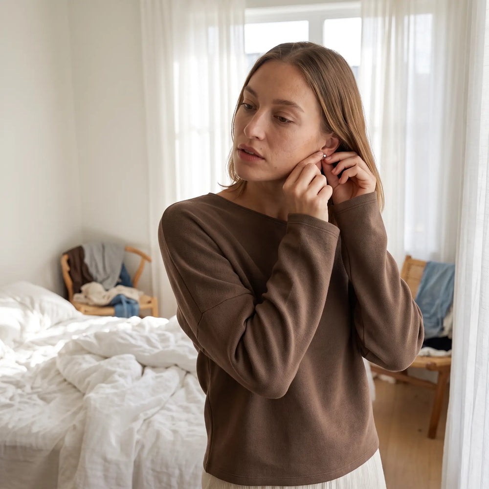 One Shoulder Asymmetric Sweatshirt - bright bedroom