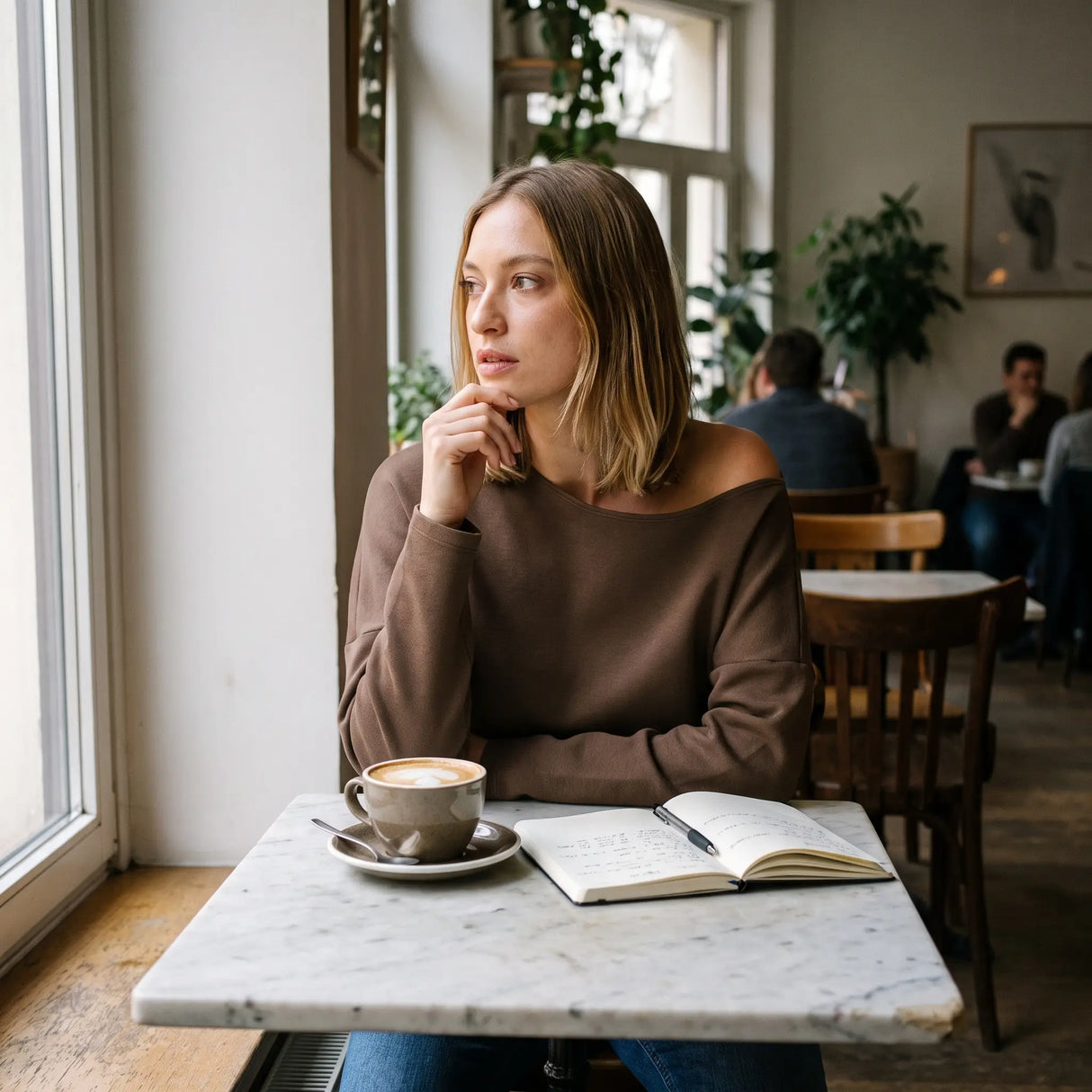 One Shoulder Asymmetric Sweatshirt - cafe by the window