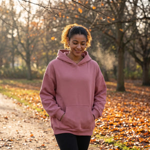 Hooded Fleece Sweatshirt - autumn park path