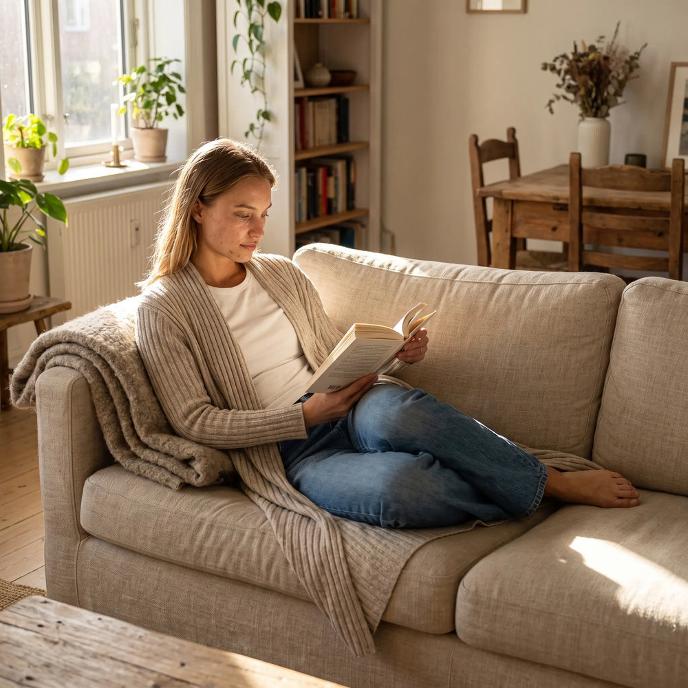 Belted Longline Ribbed Cardigan - sunlit living room