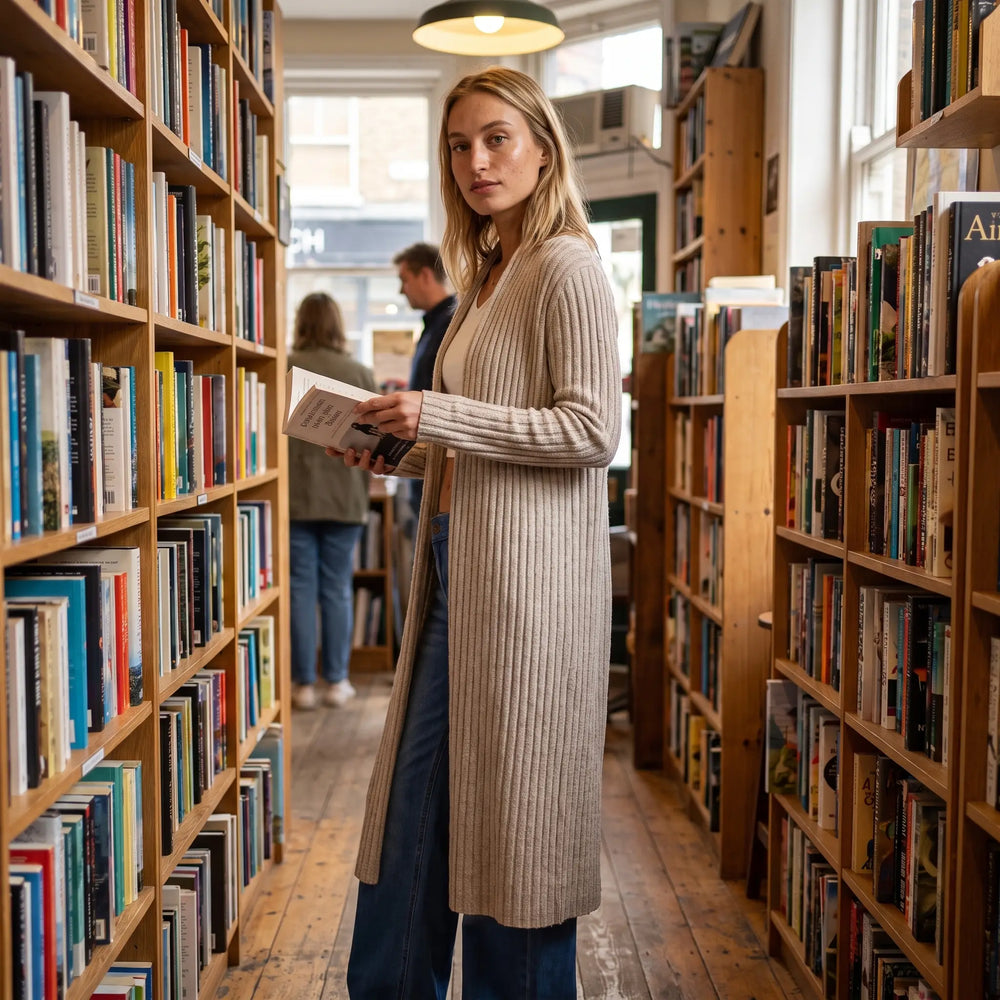 Belted Longline Ribbed Cardigan - independent bookshop