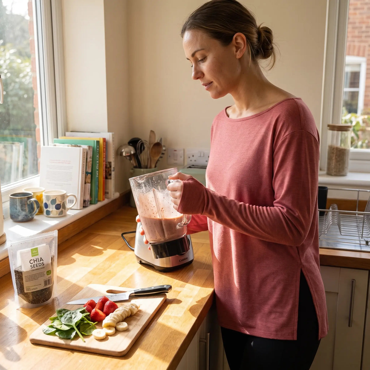 Boat Neck Split Yoga Sweatshirt - kitchen morning light
