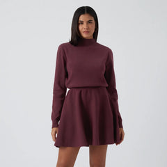 Mock Neck Knitted Jumper Dress