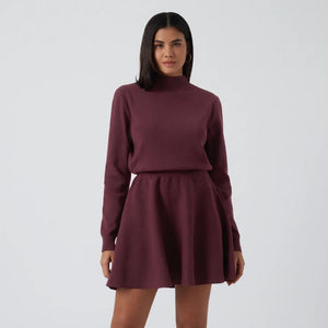 Mock Neck Knitted Jumper Dress - gray studio hero