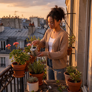 V Neck Sweater Knit Cardigan - golden hour balcony
