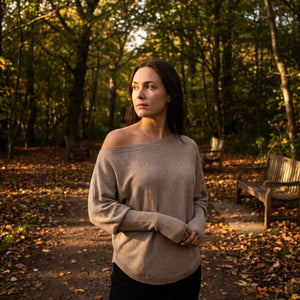 One Shoulder Batwing Knit Jumper - park path
