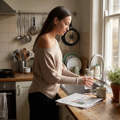 One Shoulder Batwing Knit Jumper - kitchen morning light