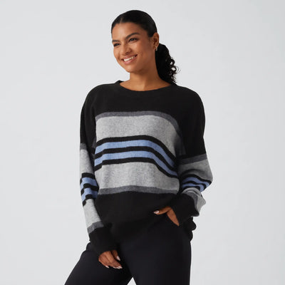 Striped Round Neck Knitted Jumper - gray studio hero