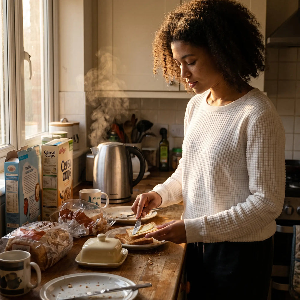 Round Neck Waffle Knit Jumper - kitchen morning light
