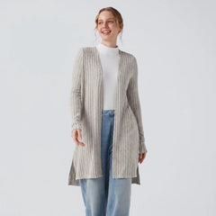 Ribbed Knit Split Cardigan