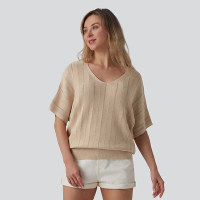 V Neck Short Sleeve Knit Jumper - studio hero