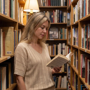 V Neck Short Sleeve Knit Jumper - independent bookshop