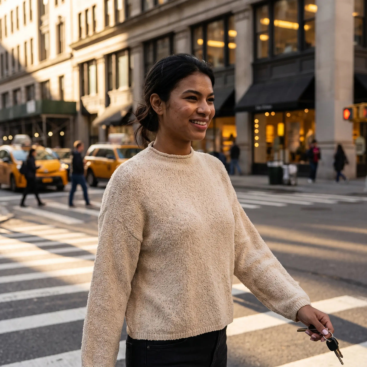 Mock Neck Knitted Jumper - sunlit city street