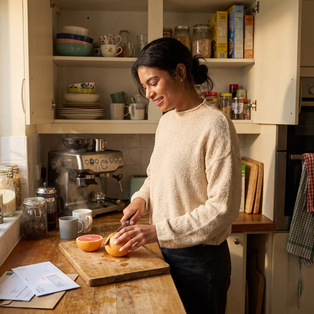 Mock Neck Knitted Jumper - kitchen morning light