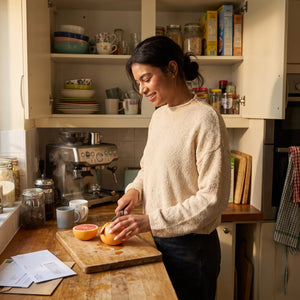 Mock Neck Knitted Jumper - kitchen morning light