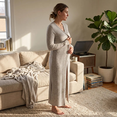 Ribbed Knit Longline Cardigan - sunlit living room