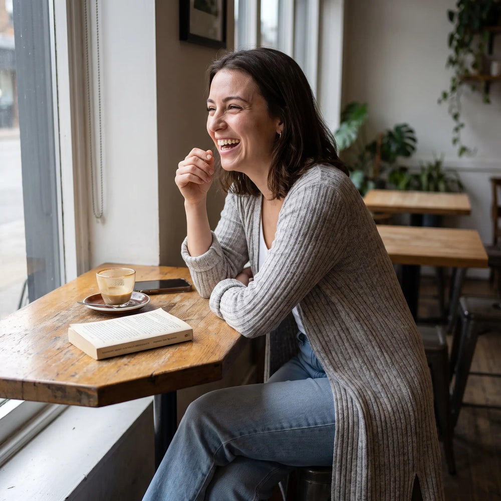 Ribbed Knit Longline Cardigan - quiet cafe window
