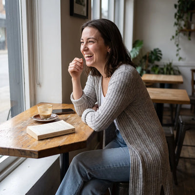 Ribbed Knit Longline Cardigan - quiet cafe window