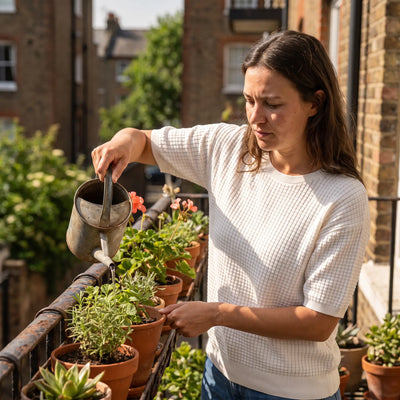 Short Sleeve Waffle Knit Jumper - sunlit balcony