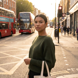 Boat Neck Batwing Knitted Jumper - sunlit city street