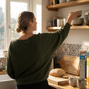 Boat Neck Batwing Knitted Jumper - kitchen morning light
