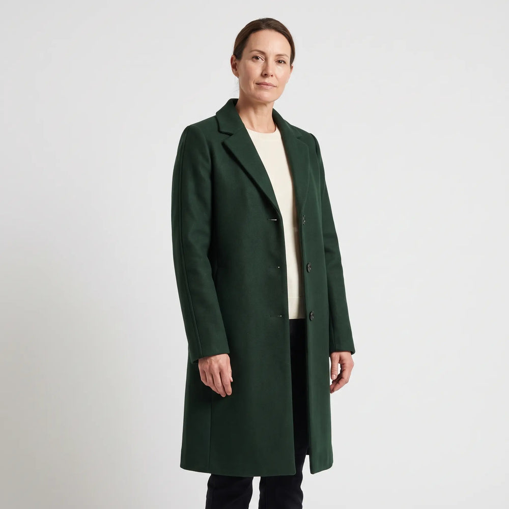 Women's Wool-Blend Coat Dark Green - studio hero