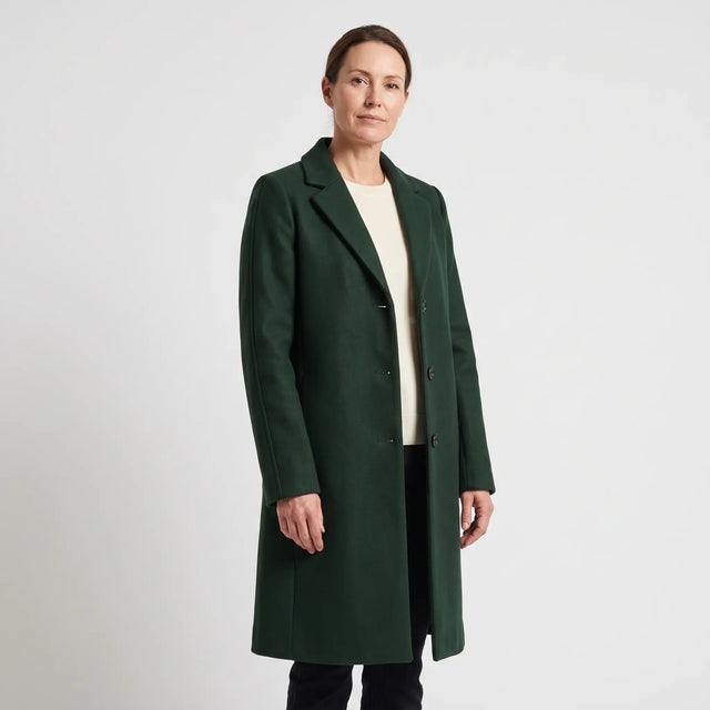 Women's Wool-Blend Coat Dark Green - studio hero