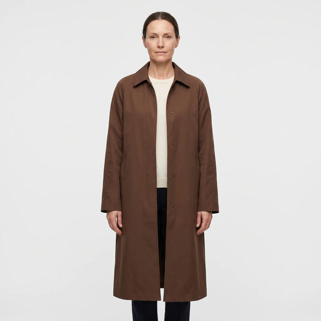 Women's Long Lightweight Coat - Brown - studio hero