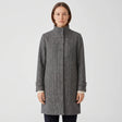 Women's Stand-Collar Coat - Checked - studio hero