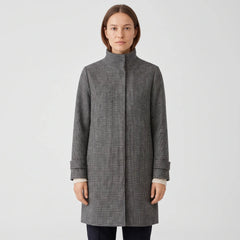Women's Stand-Collar Coat - Checked