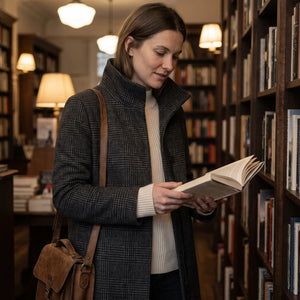 Women's Stand-Collar Coat - Checked - bookshop