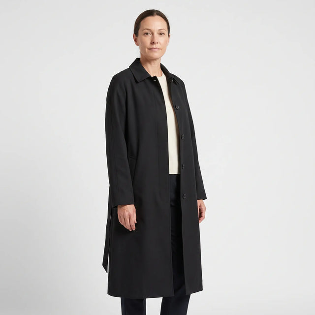 Women's Long Lightweight Coat - Black - studio hero