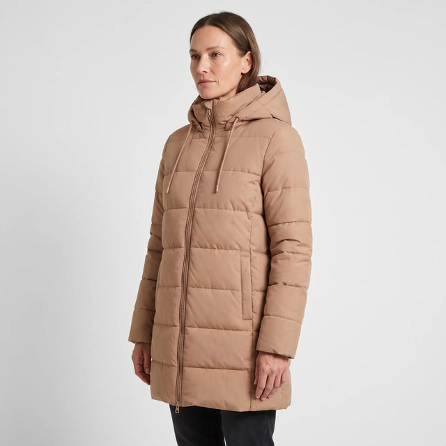 Women's Hooded Winter Coat - Nougat - studio hero