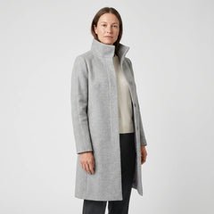 Women's Stand-Collar Coat - Light Grey