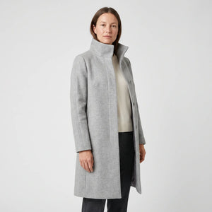Women's Stand-Collar Coat - Light Grey - studio hero