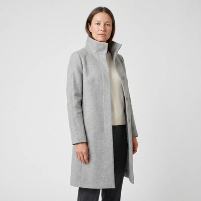 Women's Stand-Collar Coat - Light Grey - studio hero
